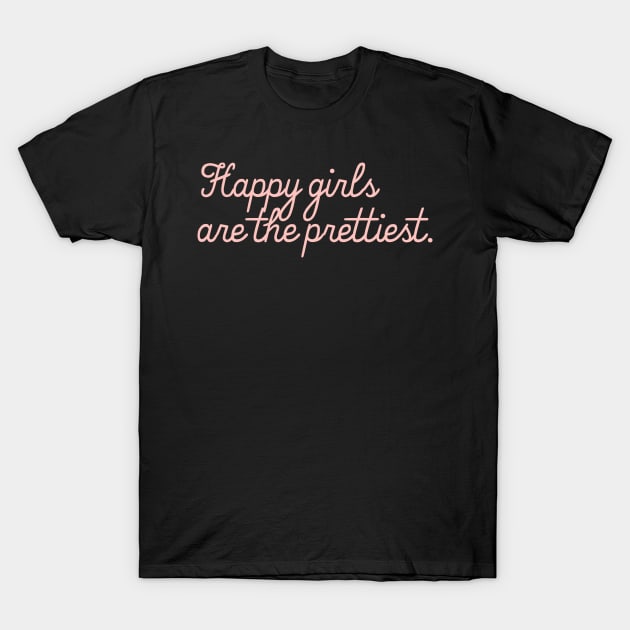 Happy Girls Are The Prettiest Girly Audrey Hepburn Quote T-Shirt by Asilynn